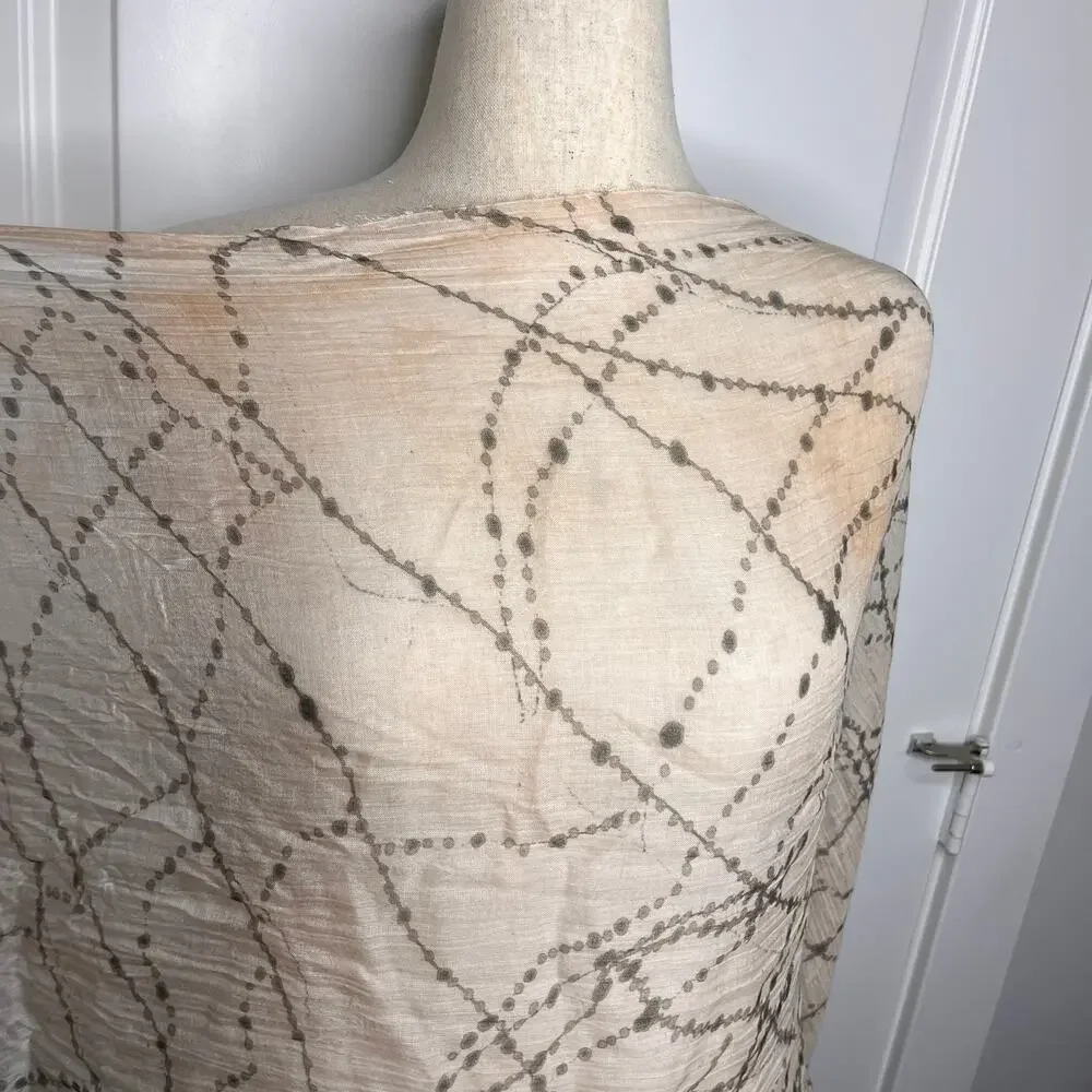 Eileen Fisher Scarf Women's White Grey Web Printed Gauze Modal Silk Flawed